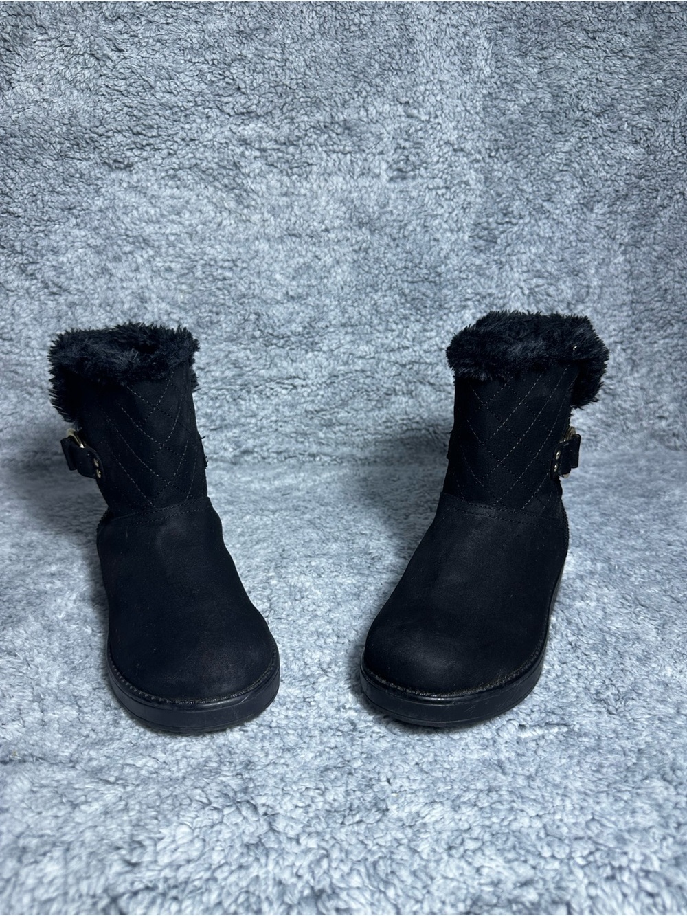 NEW G by Guess Black Faux Fur & Rhinestone Boots - Size 9